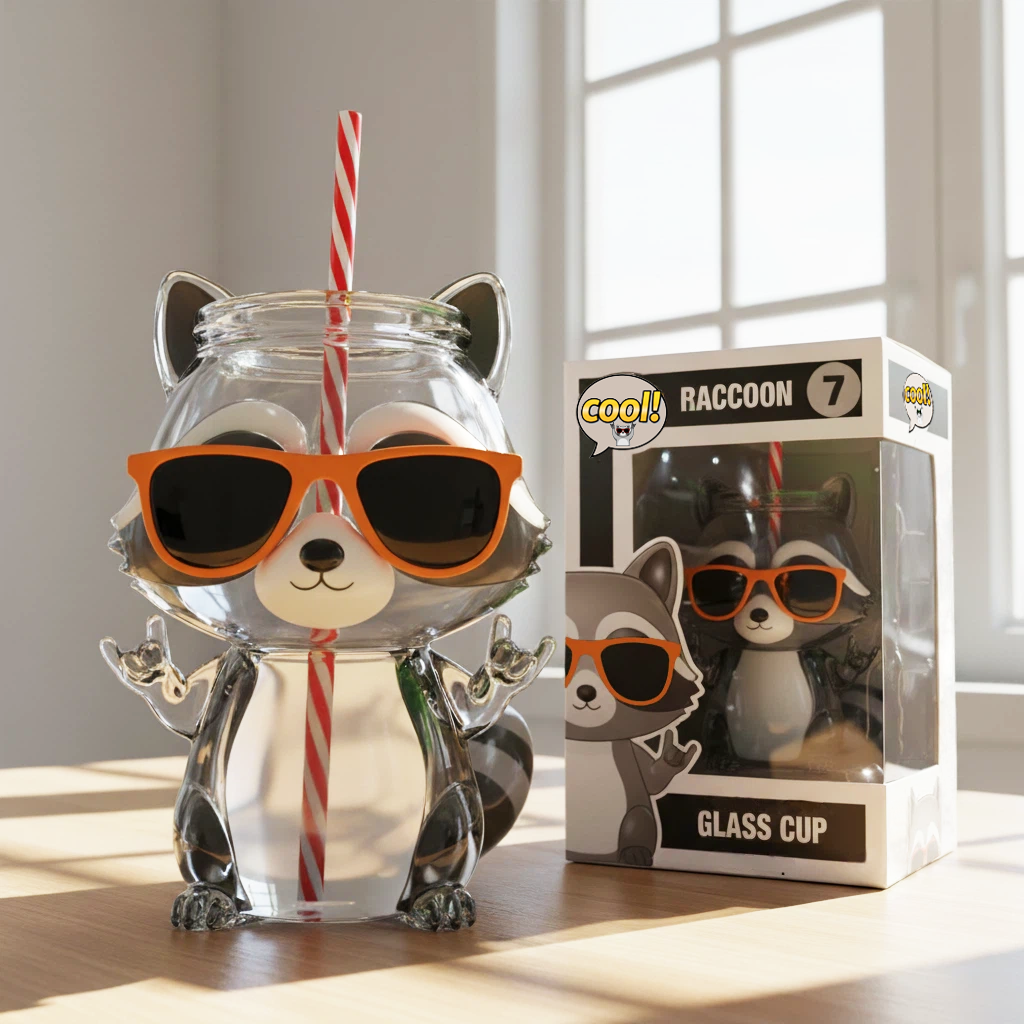 Raccoon glass cup