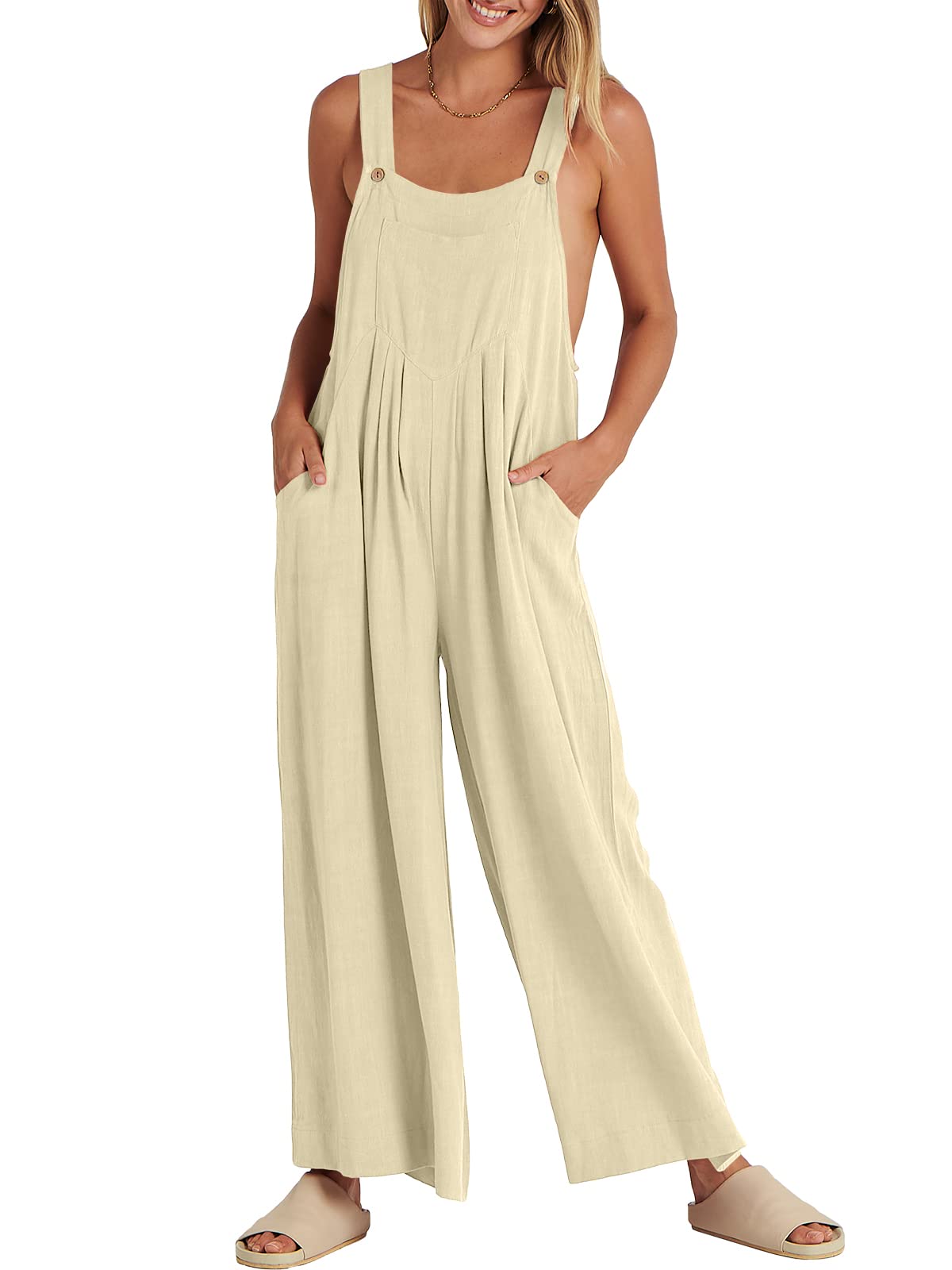 Spring Hot Sale🔥Women's Sleeveless Wide Leg Jumpsuit with Pockets   (Buy 2 Free Shipping)