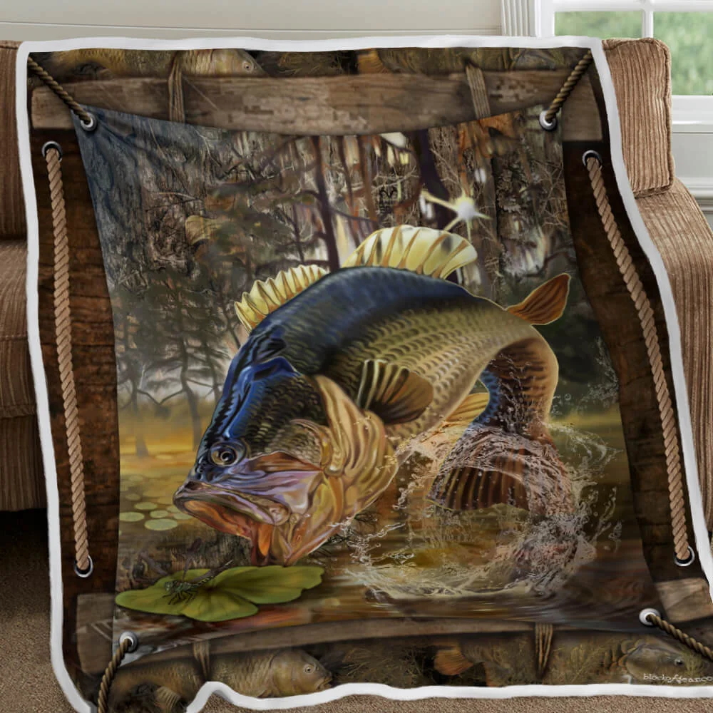 Largemouth Bass Fishing Sofa Throw Blanket