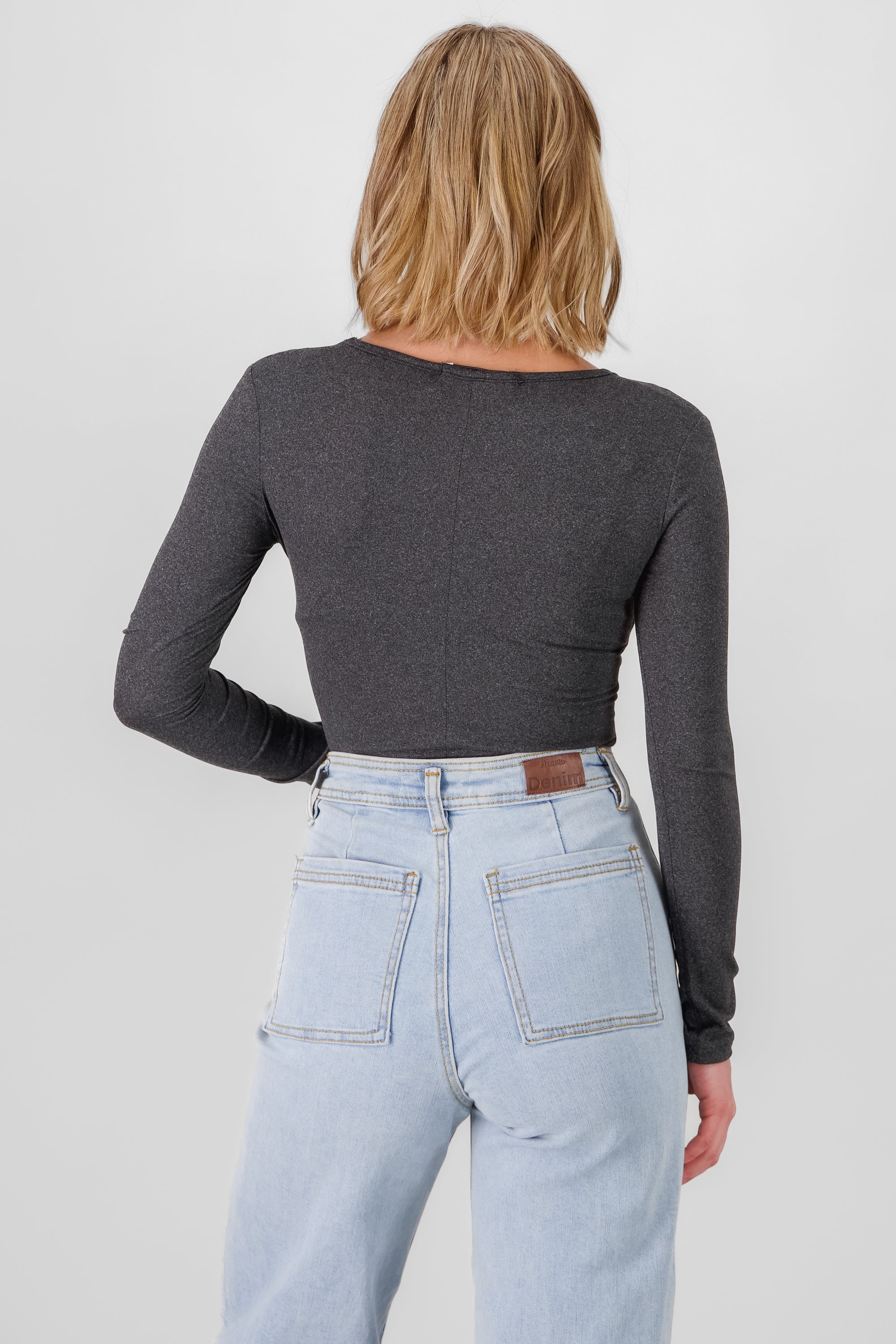 Square neck long sleeved bodysuit