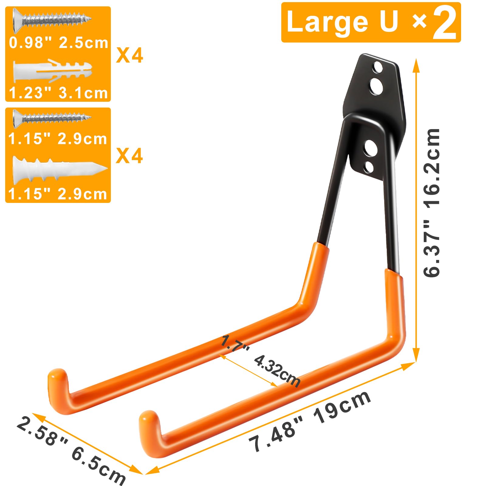2 Pack Heavy Duty Garage Storage Hooks – Strong, Sturdy & Built to Last! 🔩💪