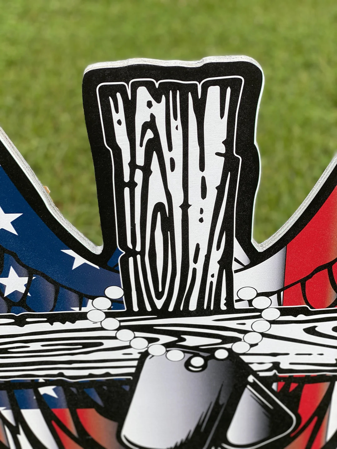 Patriotic Yard Art Cross with American Flag & Dog Tags 🇺🇸✝️