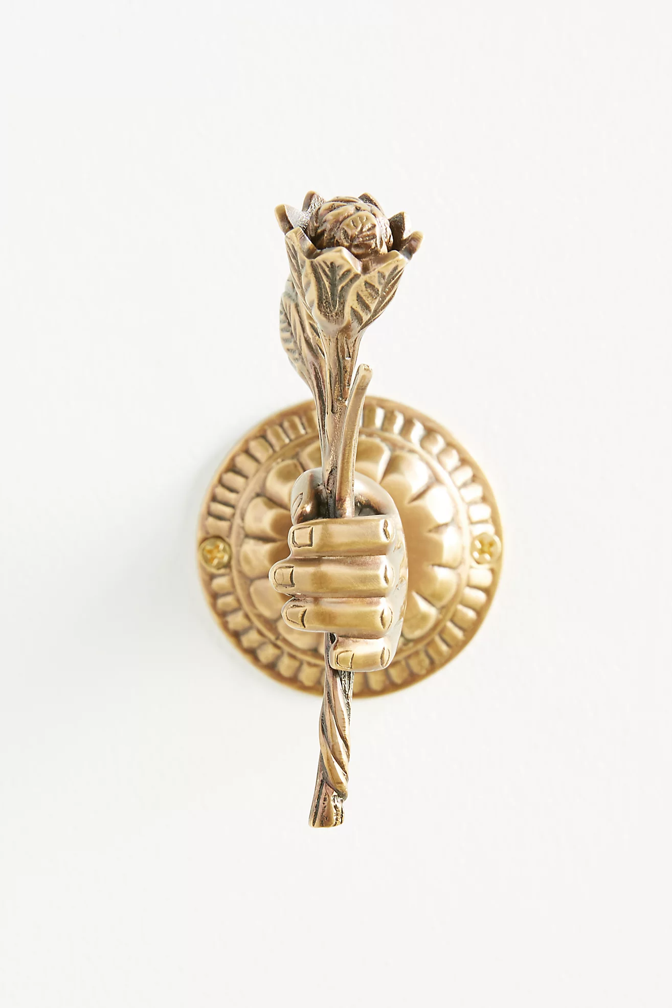 💖Last Day 49% OFF💖Hand Holding a Rose Design Brass Decorative Hook