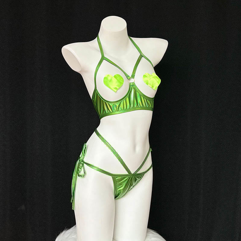 Cosplay Rabbit Laser Reflective Top Hollow Uniform Lingerie Set