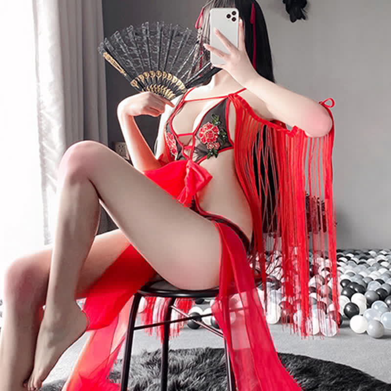 Vintage Han Costume Hollow Out Fringed Jumpsuit Lingerie