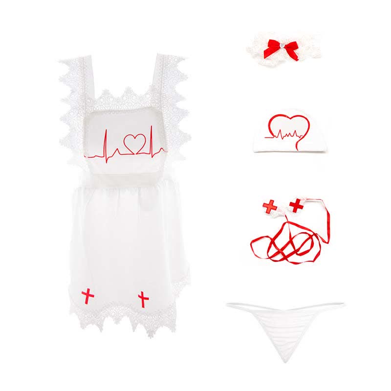Cosplay Nurse Lace Backless Sexy Lingerie Dress