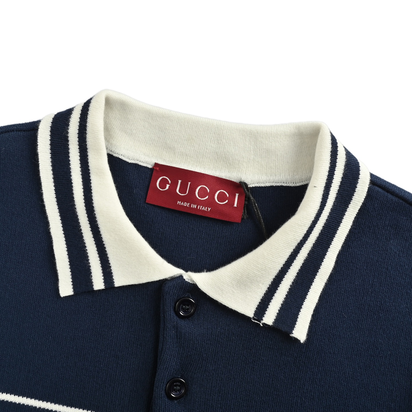 Gucci 25ss striped knitted Polo short-sleeved