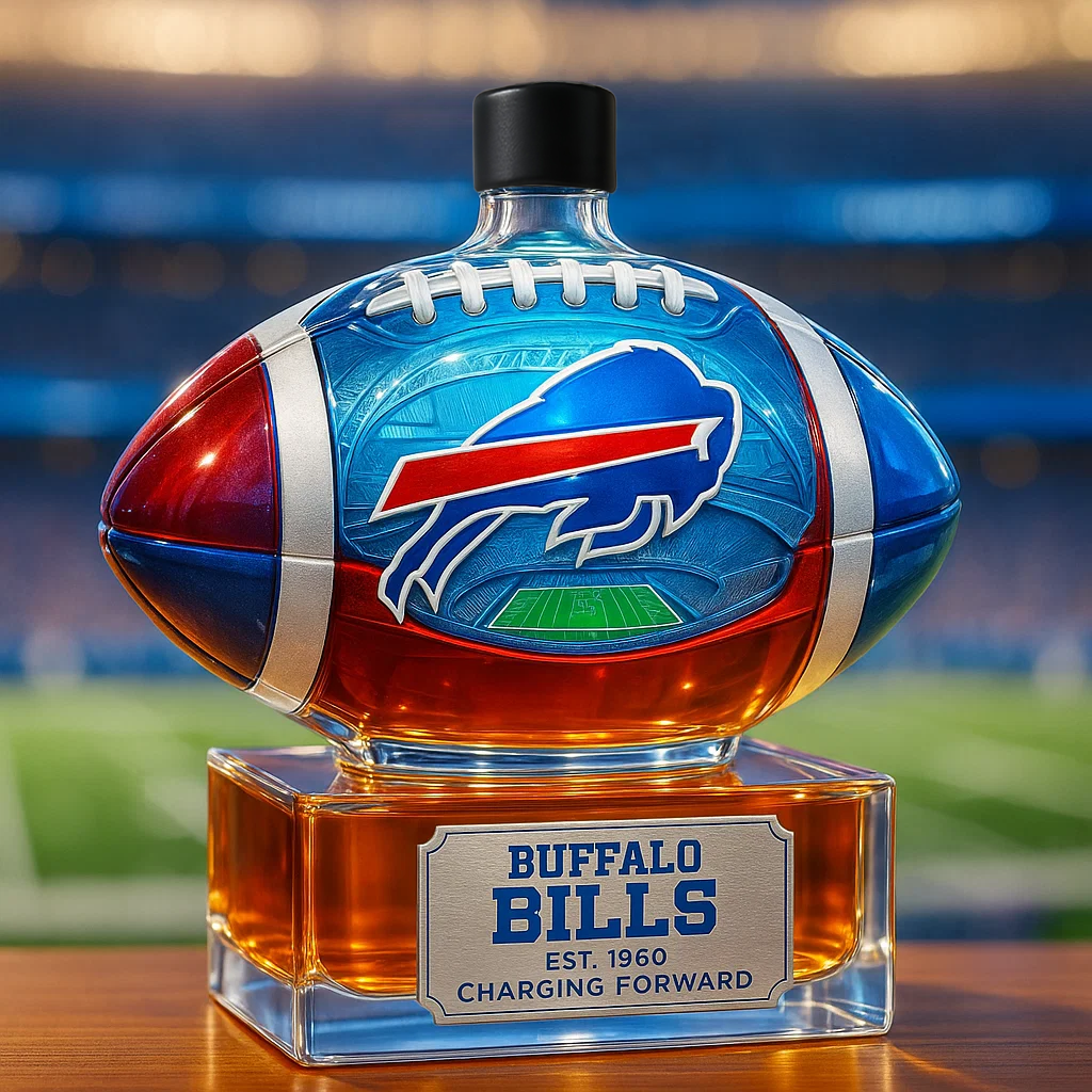 🏈 Charging Forward in Spirit — Buffalo Bills Whiskey Bottle