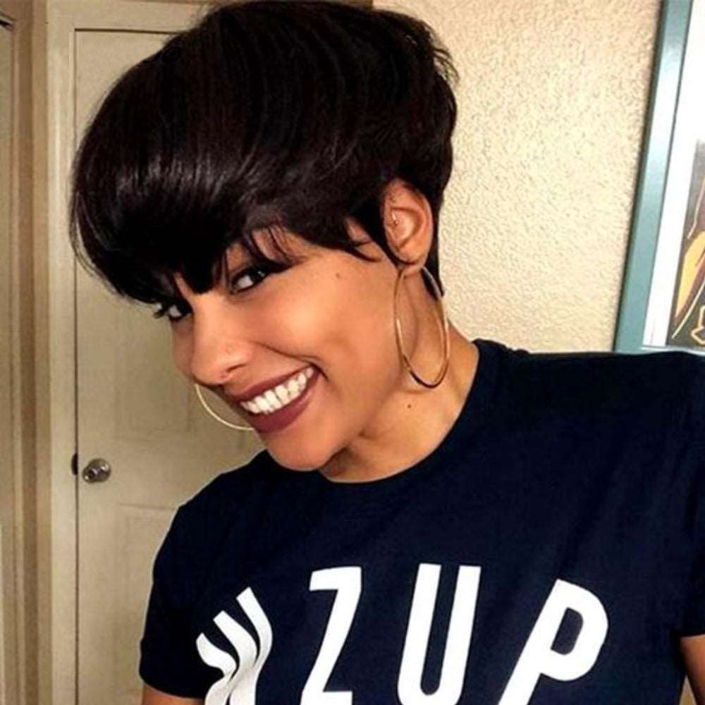 Luna 032 Women Short Straight Layered Wig with Bangs