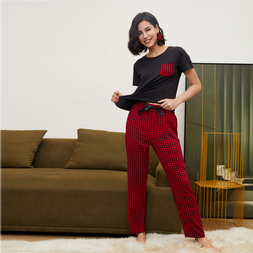 Summer Ladies Pajamas Suit Home Wear Two-Piece Set Women