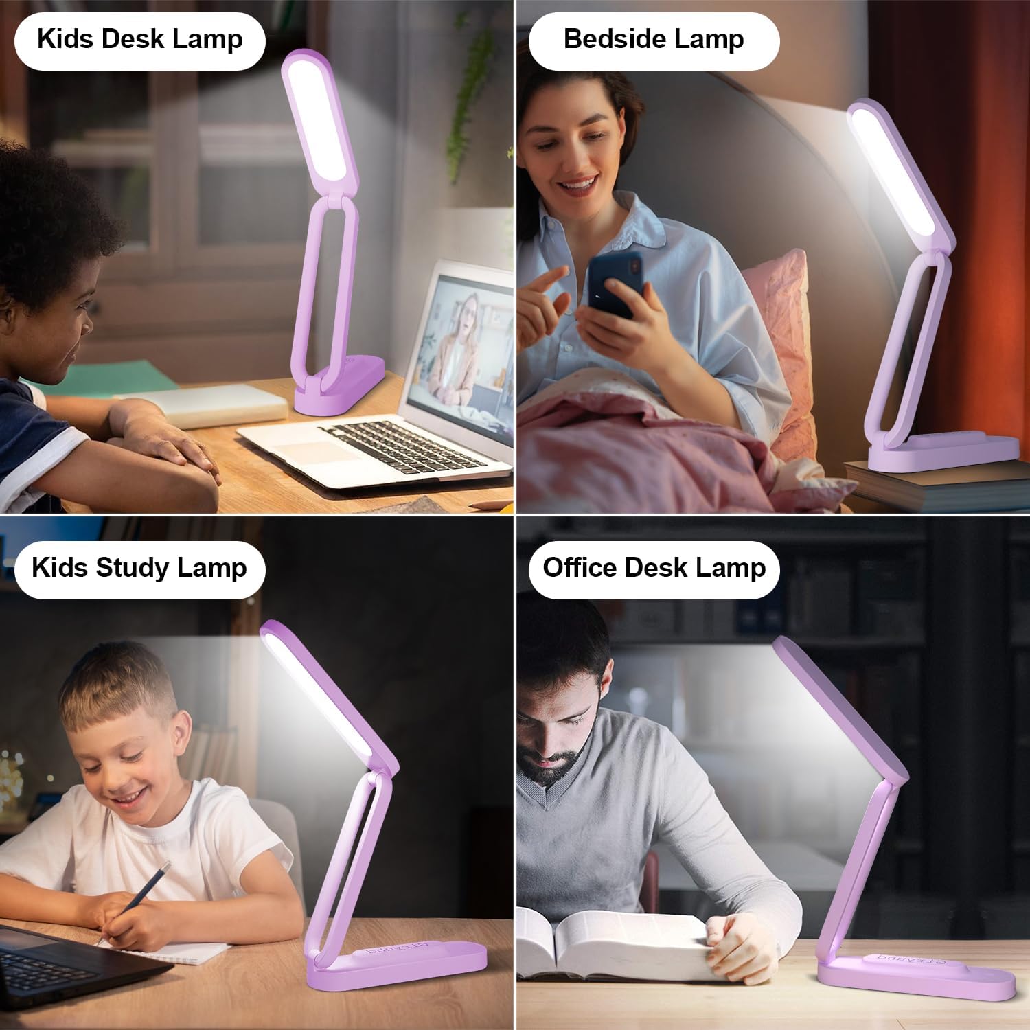 LED Desk Lamp for Office Home & Battery Operated Lamp Rechargeable Lamp Foldable & Portable Light, LED Desk Light Strip, 3 Brightness Dimmable Small Desk Lamp Wireless Reading Lamp