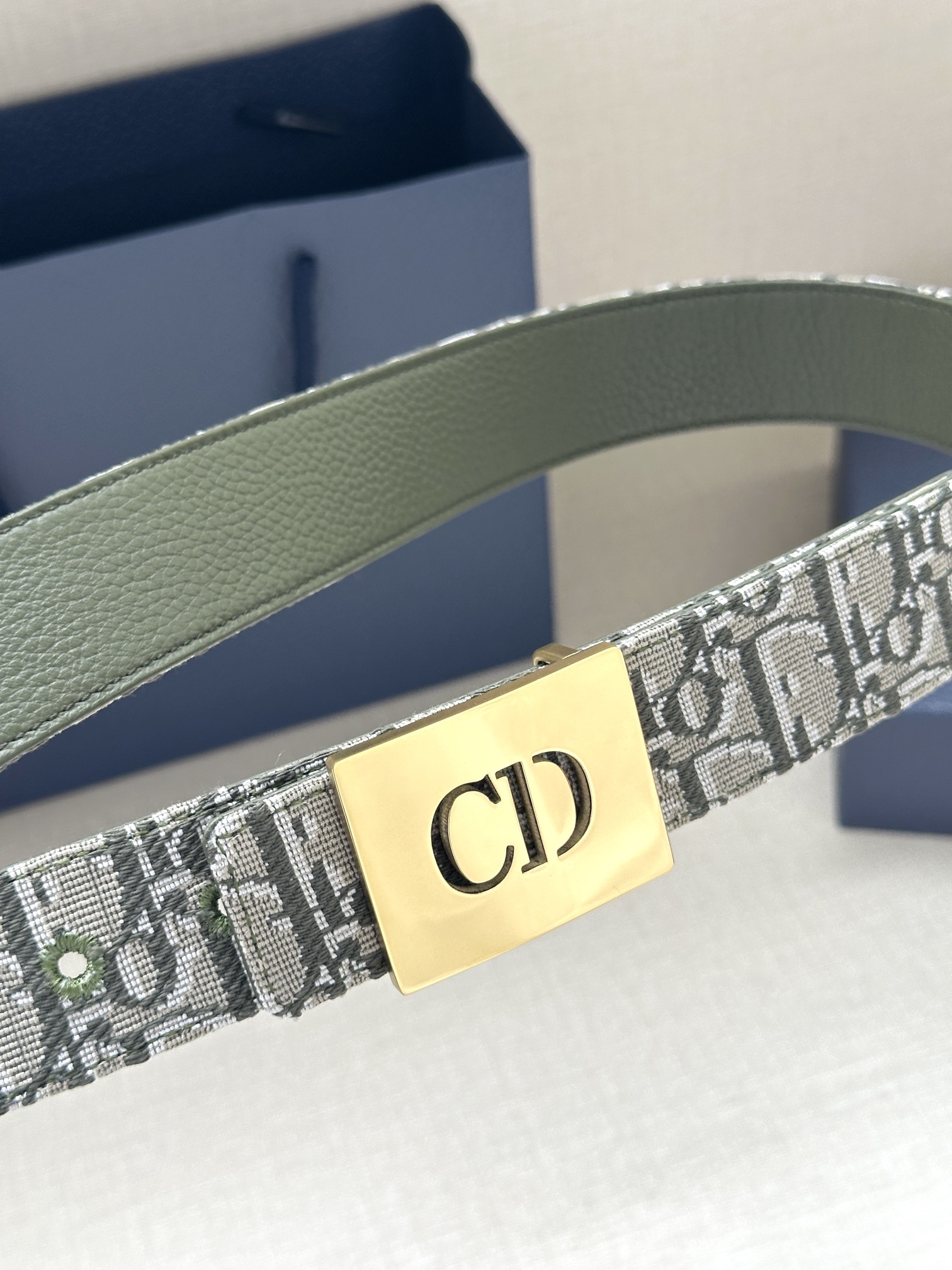 Dior CD Icon print leather belt 3.5CM wide