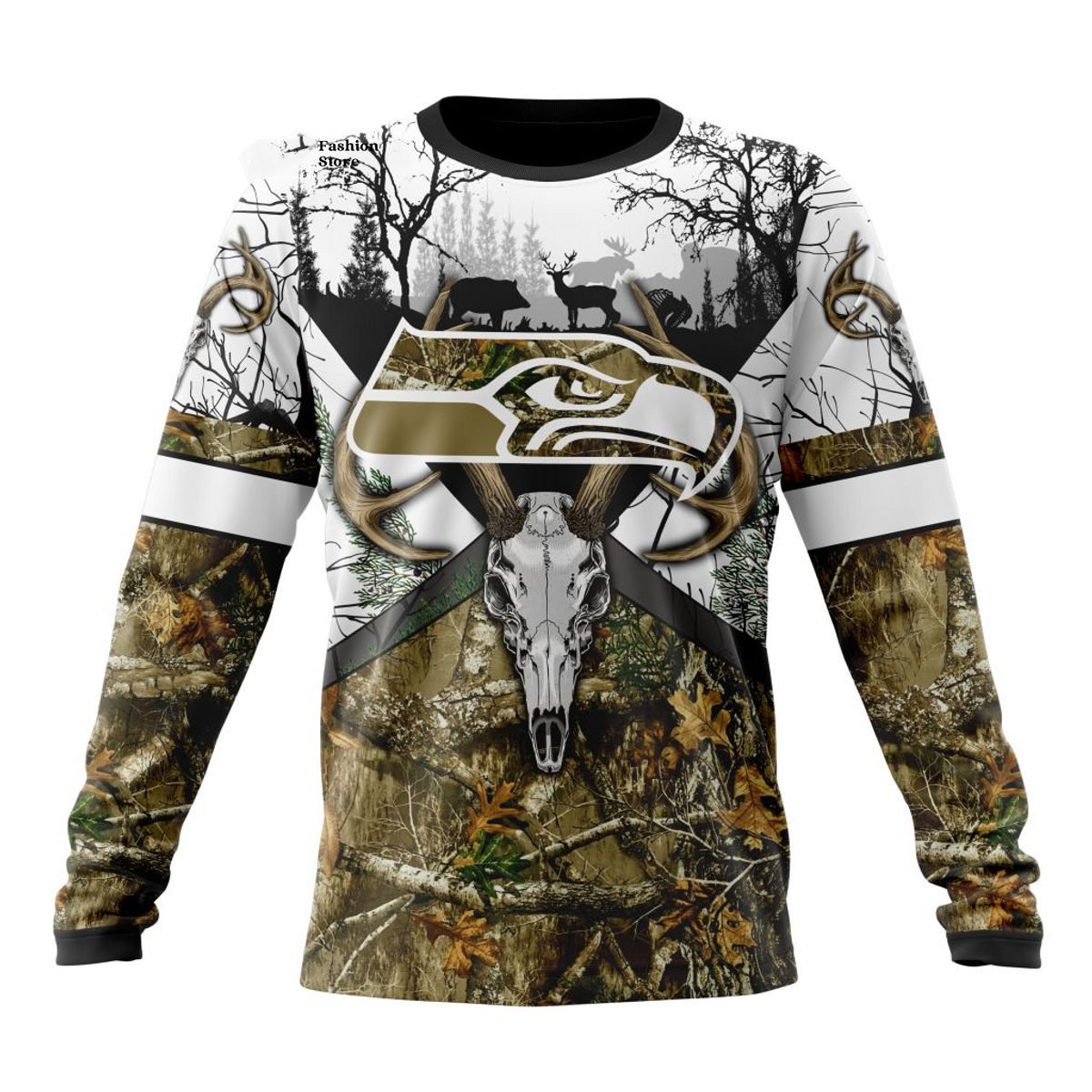 SEATTLE SEAHAWKS DEER SKULL AND FOREST 3D HOODIE