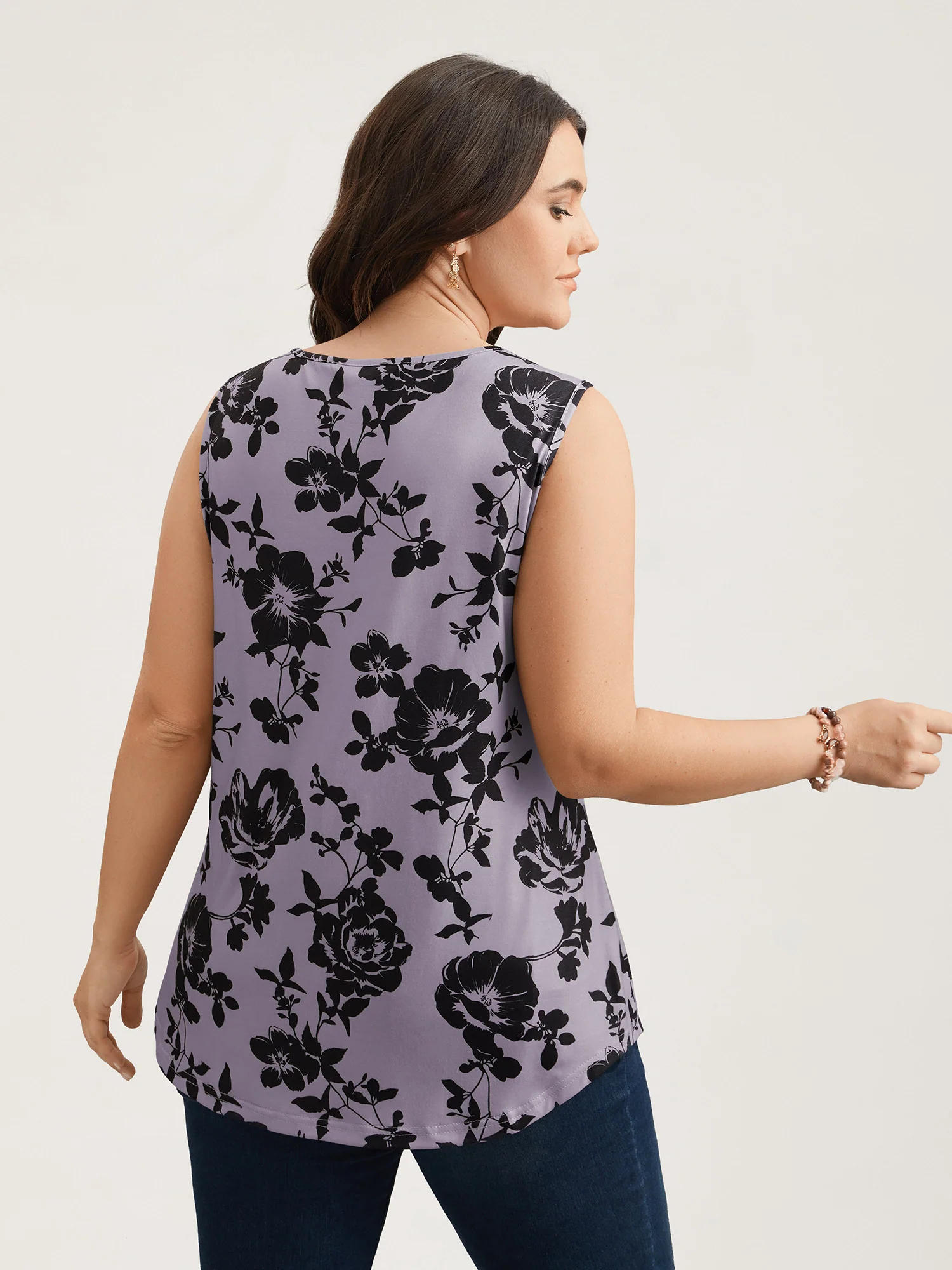 Rosy Print Neck-Tie Fitted Vest
