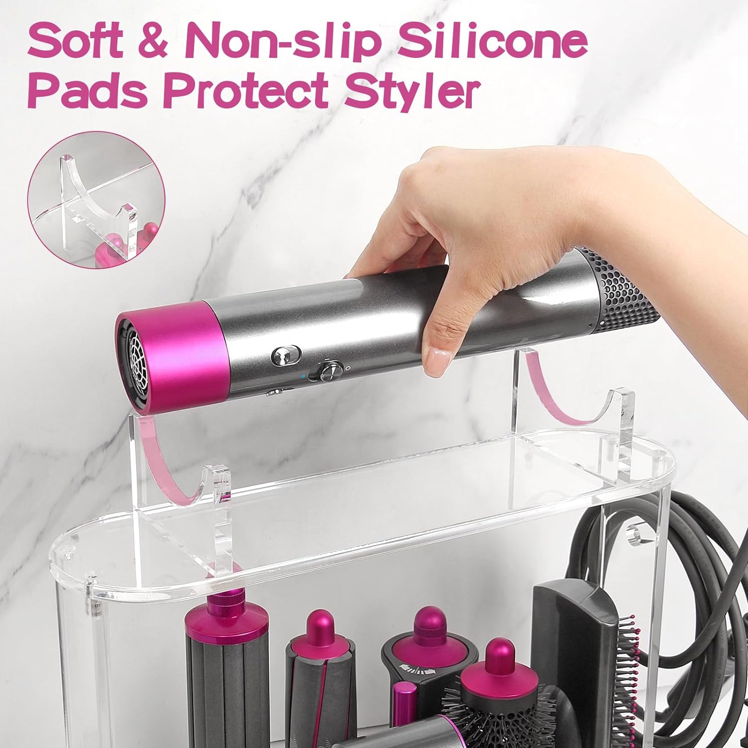 👍Acrylic 6 Holes Countertop Organizer Stand with Dyson Airwrap Styler Accessories
