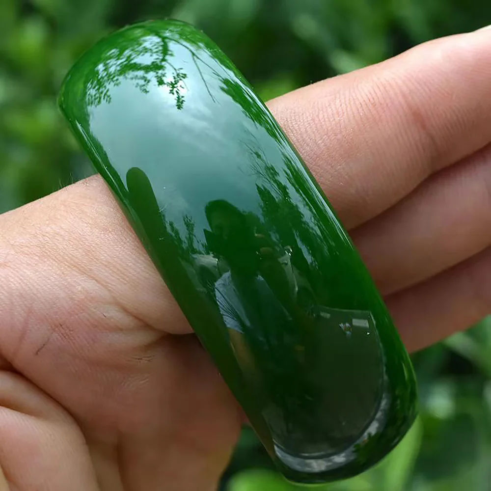 Natural Hotan Jade Bangle Bracelet Green Widen Jadeite Women's Handring Fine Jewelry Fashion Accessories Gift for Mother