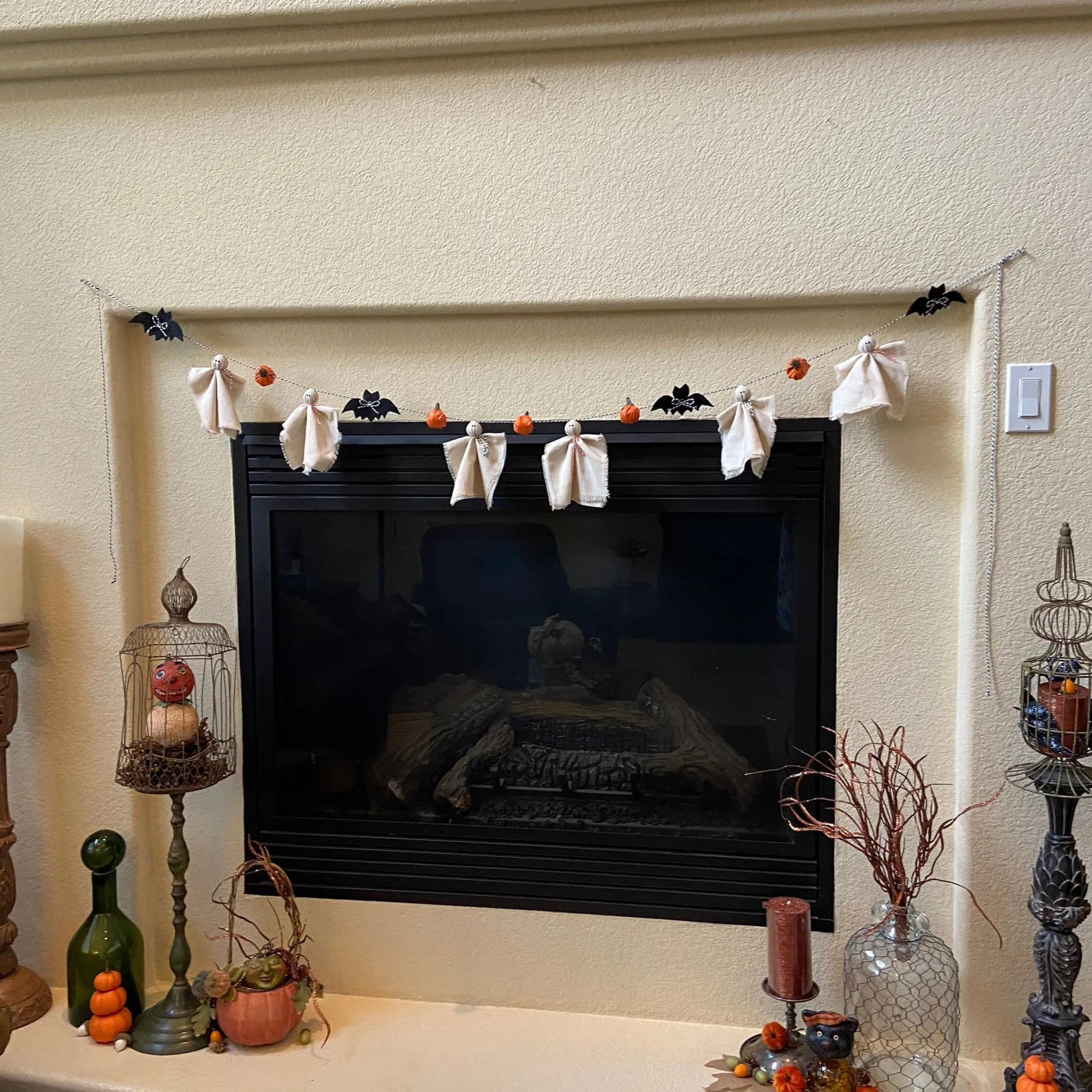 🎃Early Halloween Sale👻Halloween Handmade Decorations- Ghost(6pcs) & Bat(4pcs) Pumpkin Garland( 5pcs)