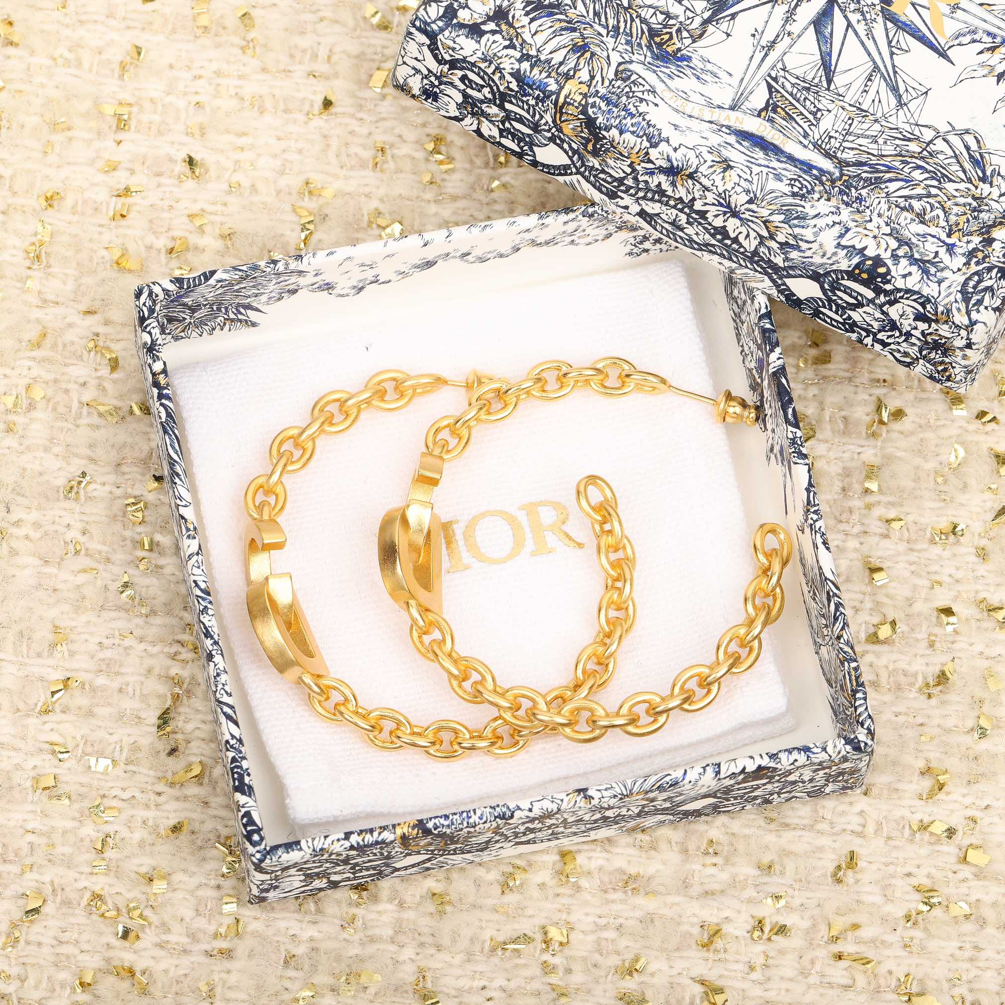 Dior Letter Chain Earrings
