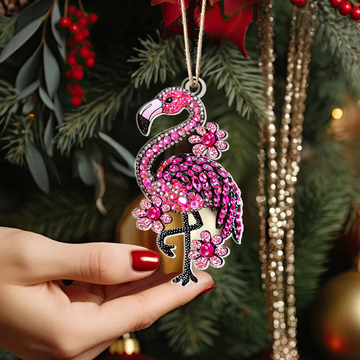 Shineful  Acrylic Ornament Twinkling Floral Flamingo