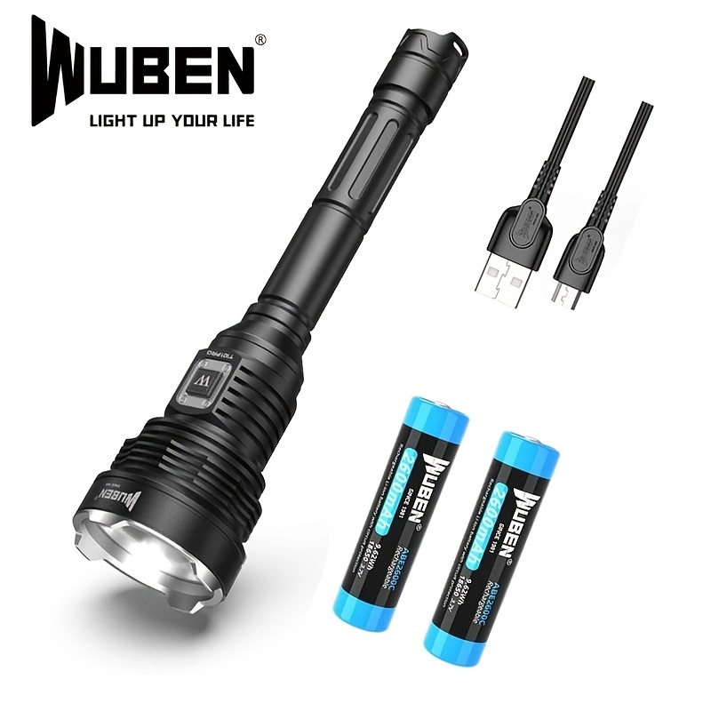 WUBEN T101 Pro Bright LED Flashlight, Waterproof Rechargeable Torch Light For Outdoor Camping Hiking Hunting Adventure And Searching, 3500LM