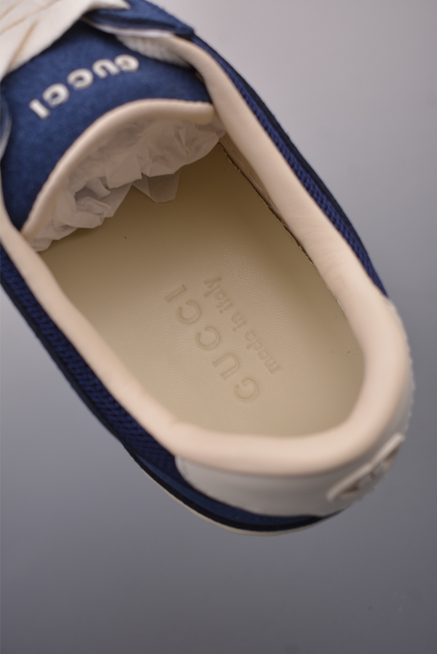 Gucci Interlocking G Suede Sneaker G74 Navy Blue White