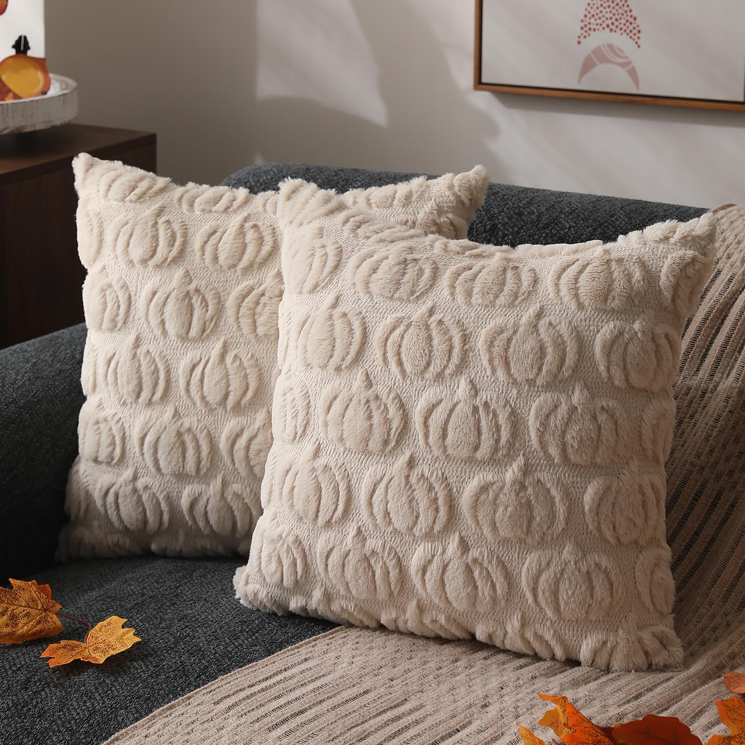 🍁Fall Decorations👻Soft Plush Fur Wool Throw Pillow Cases