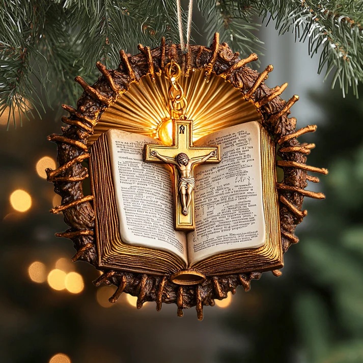 Jesus Cross Bible Ornament