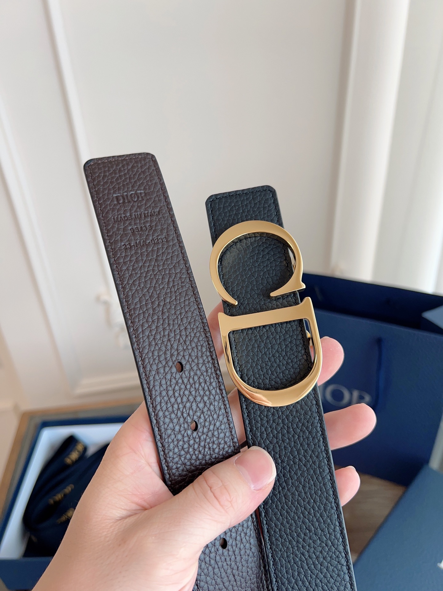 Dior double-sided leather belt 3.5CM wide