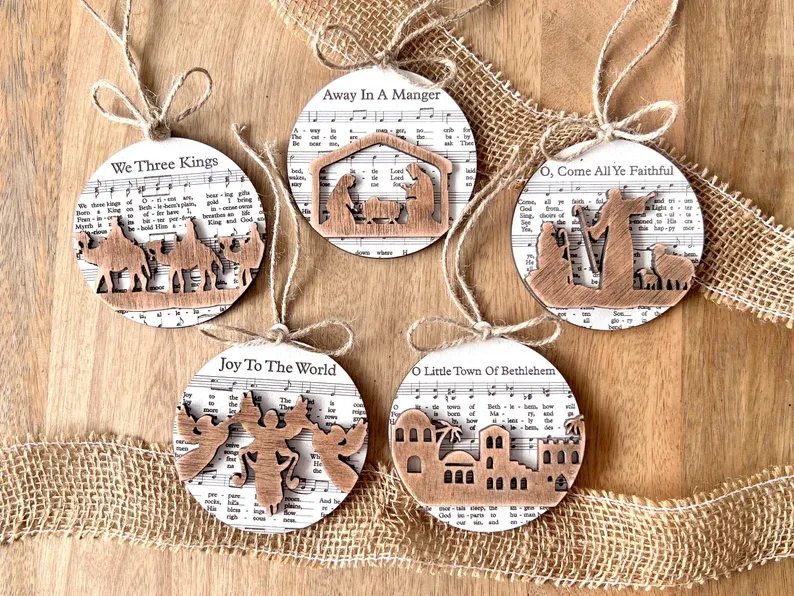 Christmas Music Sheet Nativity Ornament
