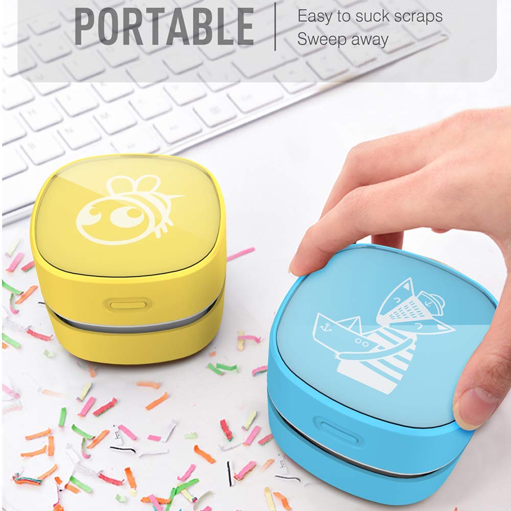Desktop Vacuum Cleaner,Mini Table dust Sweeper Energy Saving,High Endurance up to 400 mins,Cordless&360º Rotatable Design for Cleaning Hairs,Crumbs,Computer Keyboard
