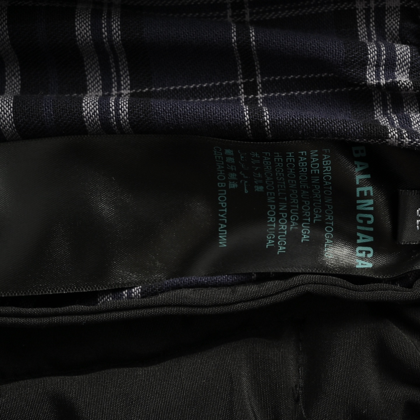 Balenciaga 25Fw blue check appliqué trousers