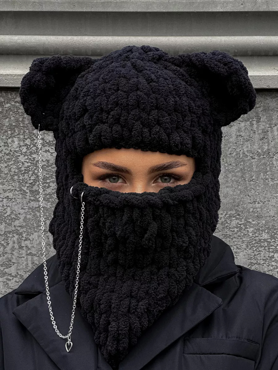 💖 Valentine's Day Sale 49% OFF 💖 Plush Chunky Knit Balaclava with Ears(Including Chain & Pendant)