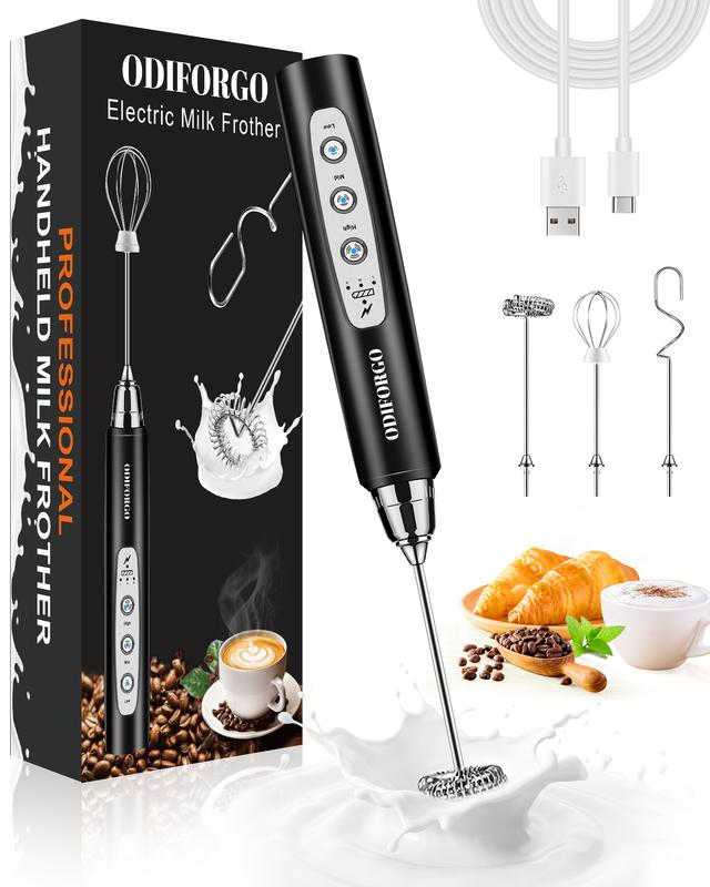 🍳 Embrace Cord-Free Cooking Freedom✨Electric Handheld Mixer with 3 Heads, with USB Rechargeable & 3 Speeds