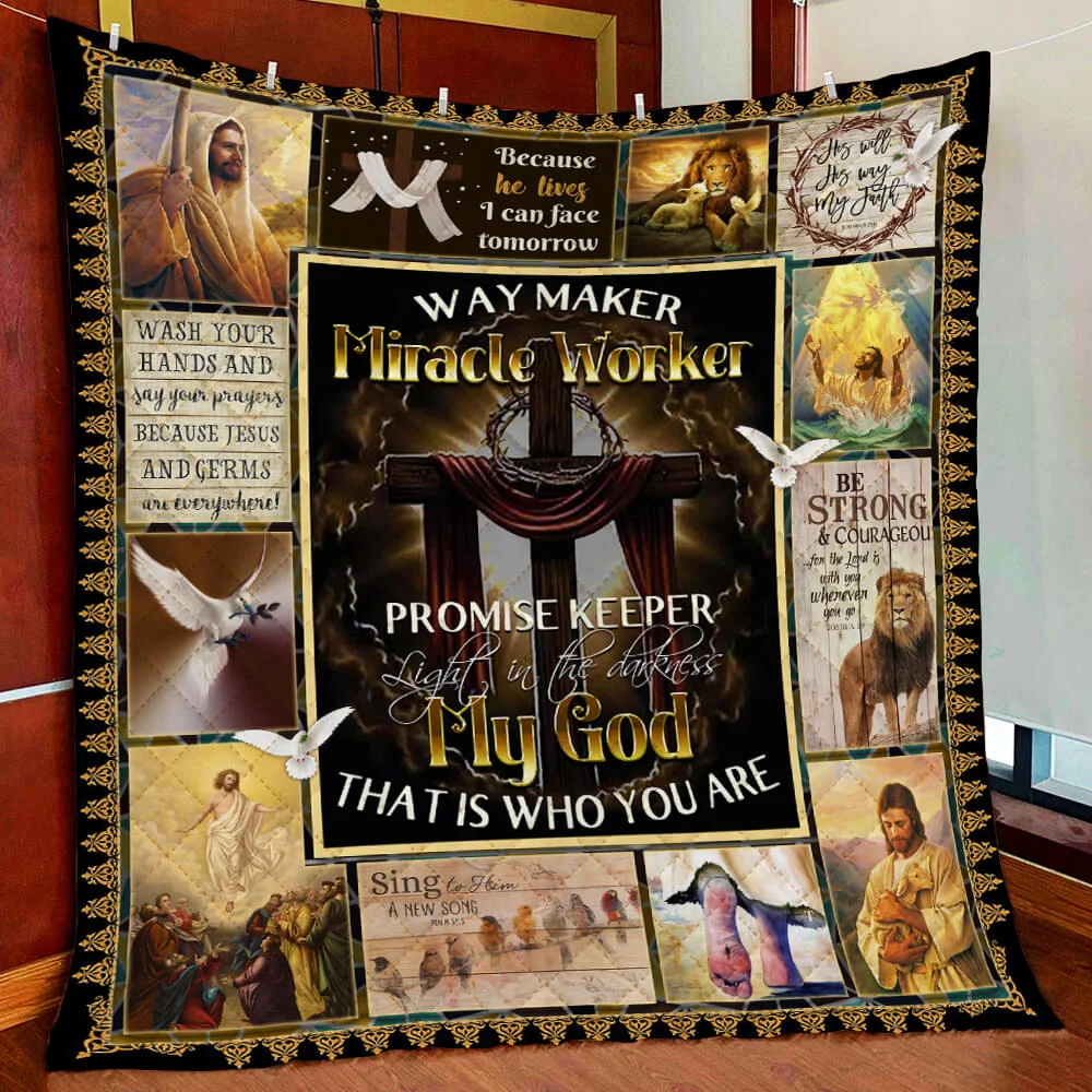 Way Maker, Miracle Worker God Quilt Blanket