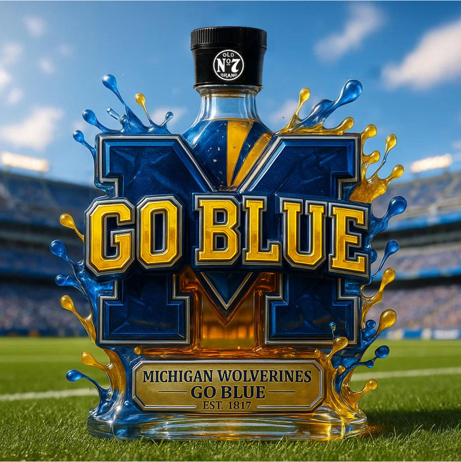 University of Michigan Wolverines “Go Blue” Commemorative Whiskey Bottle 💙🏈👑