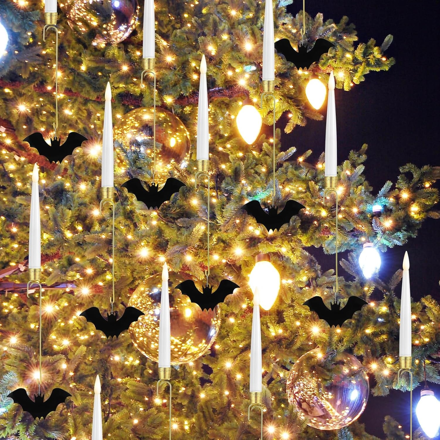 ⚡LAST DAY 50% OFF⚡Halloween Christmas Tree LED Candles with Bat Hook