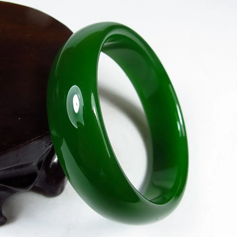Hotan Jade Green Bangle Natural Chalcedony Jadeite High Quality Widen Bracelet For Women Jewelry Accessories Gift For Mother