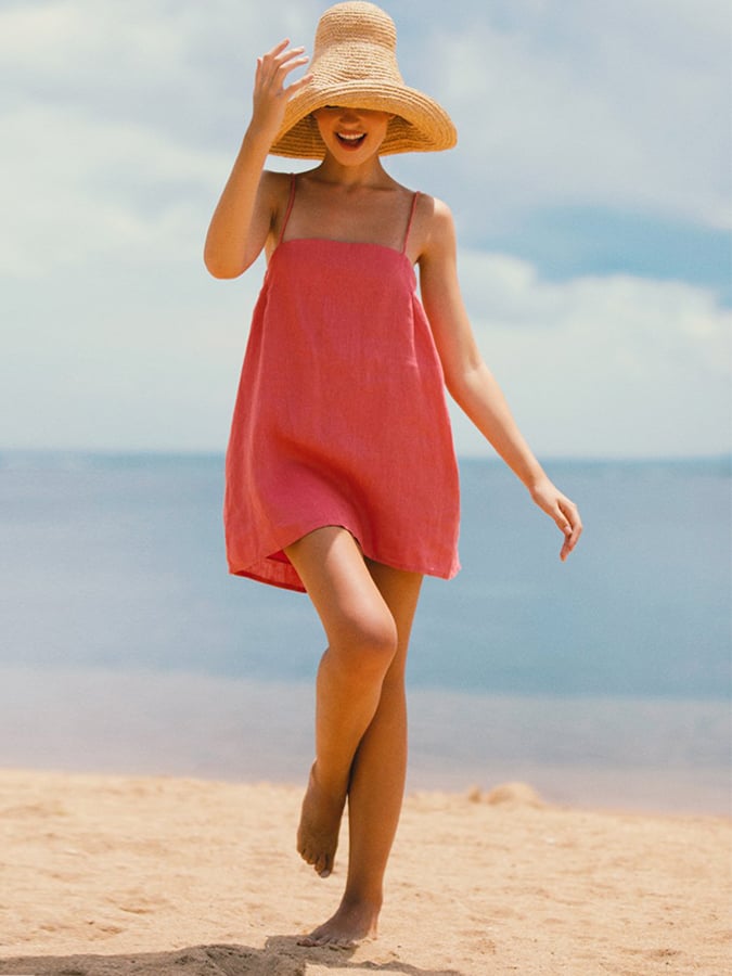 Women's Holiday Style Sling Cotton Linen Dress