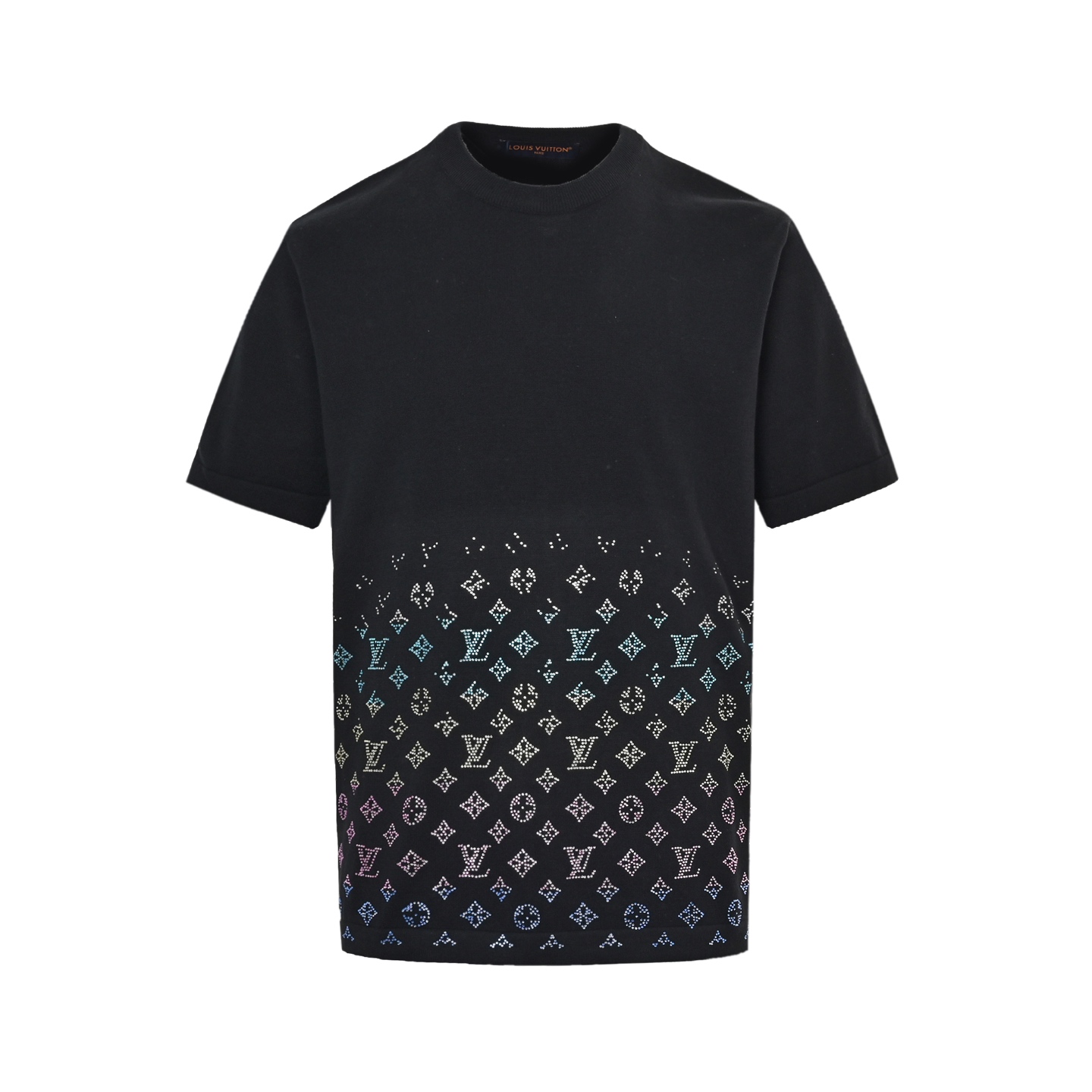 Louis Vuitton 25ss gradient monogram colored diamond knitted short sleeve