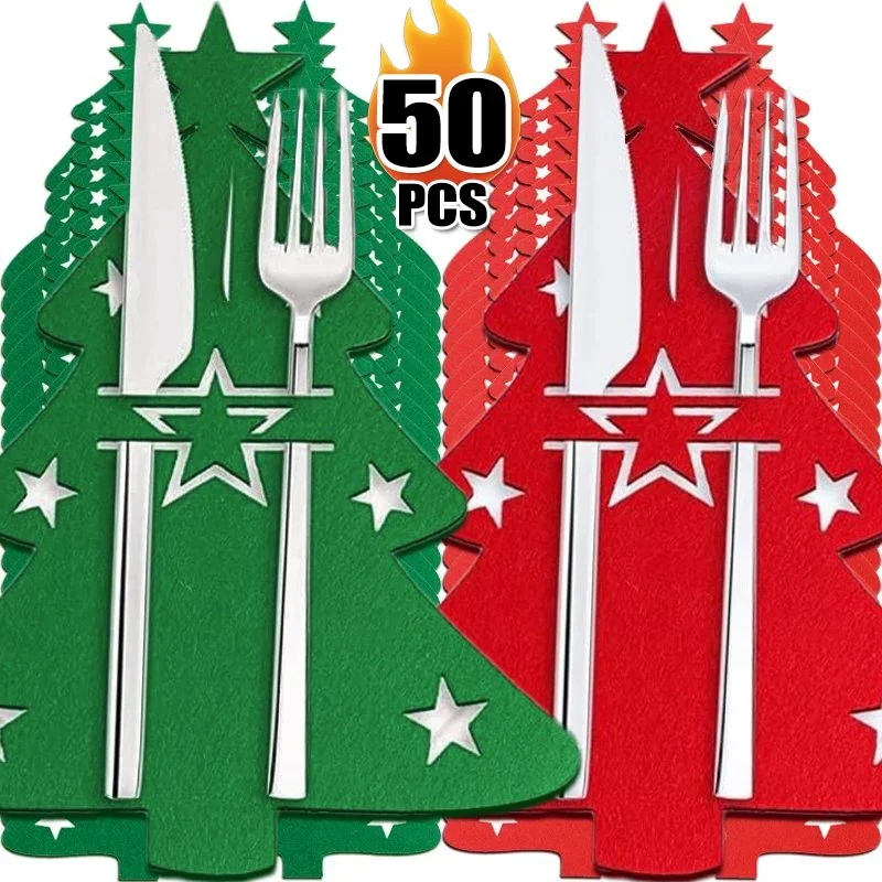 🌲🌲Christmas Felt Cutlery Holder Set - Festive Tableware Pouch for Holiday Dining & Kitchen Decor