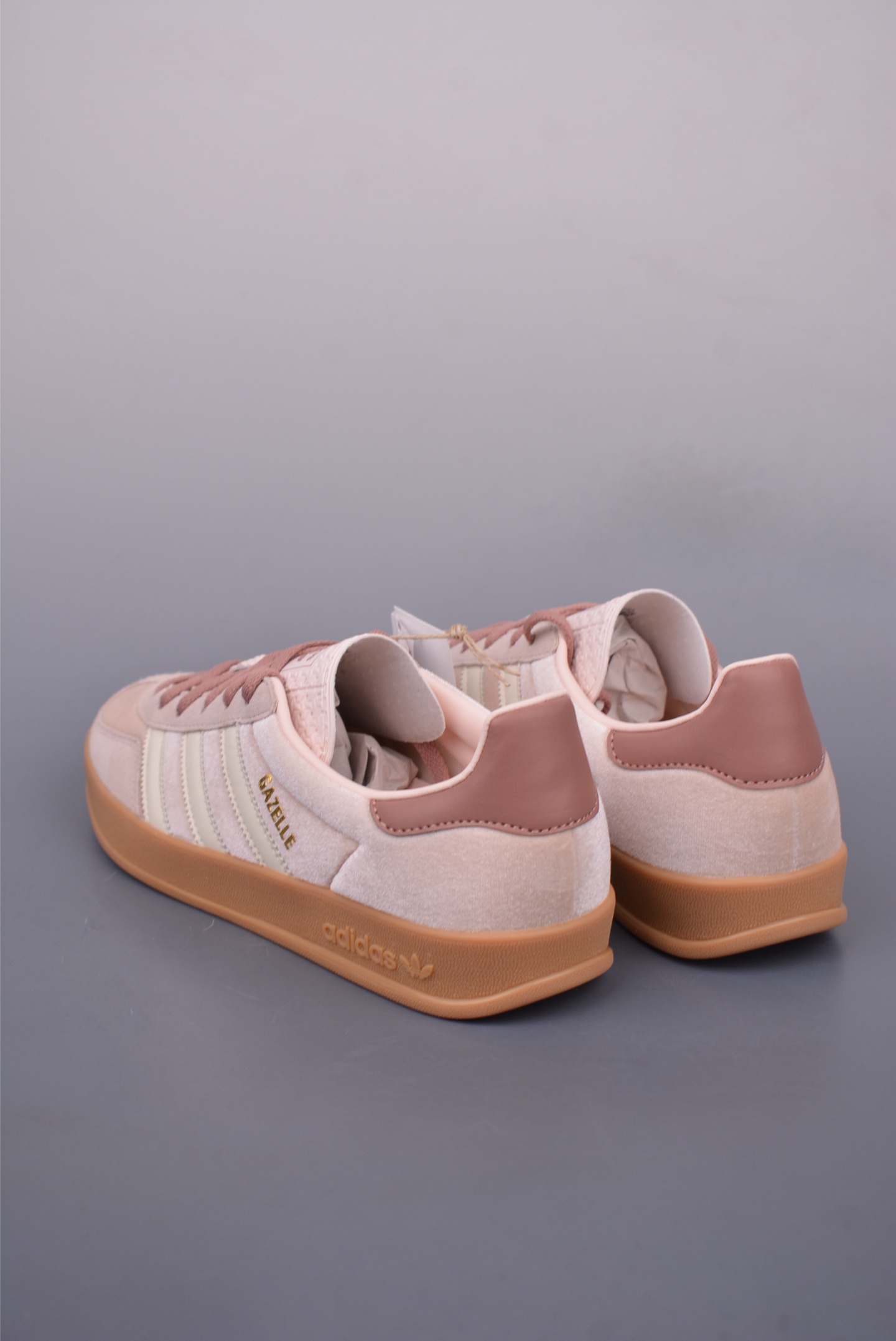 Adidas Gazelle Indoor Trainers Sneakers Velvet Coral Pink Brown Raw Rubber Sole JR0232