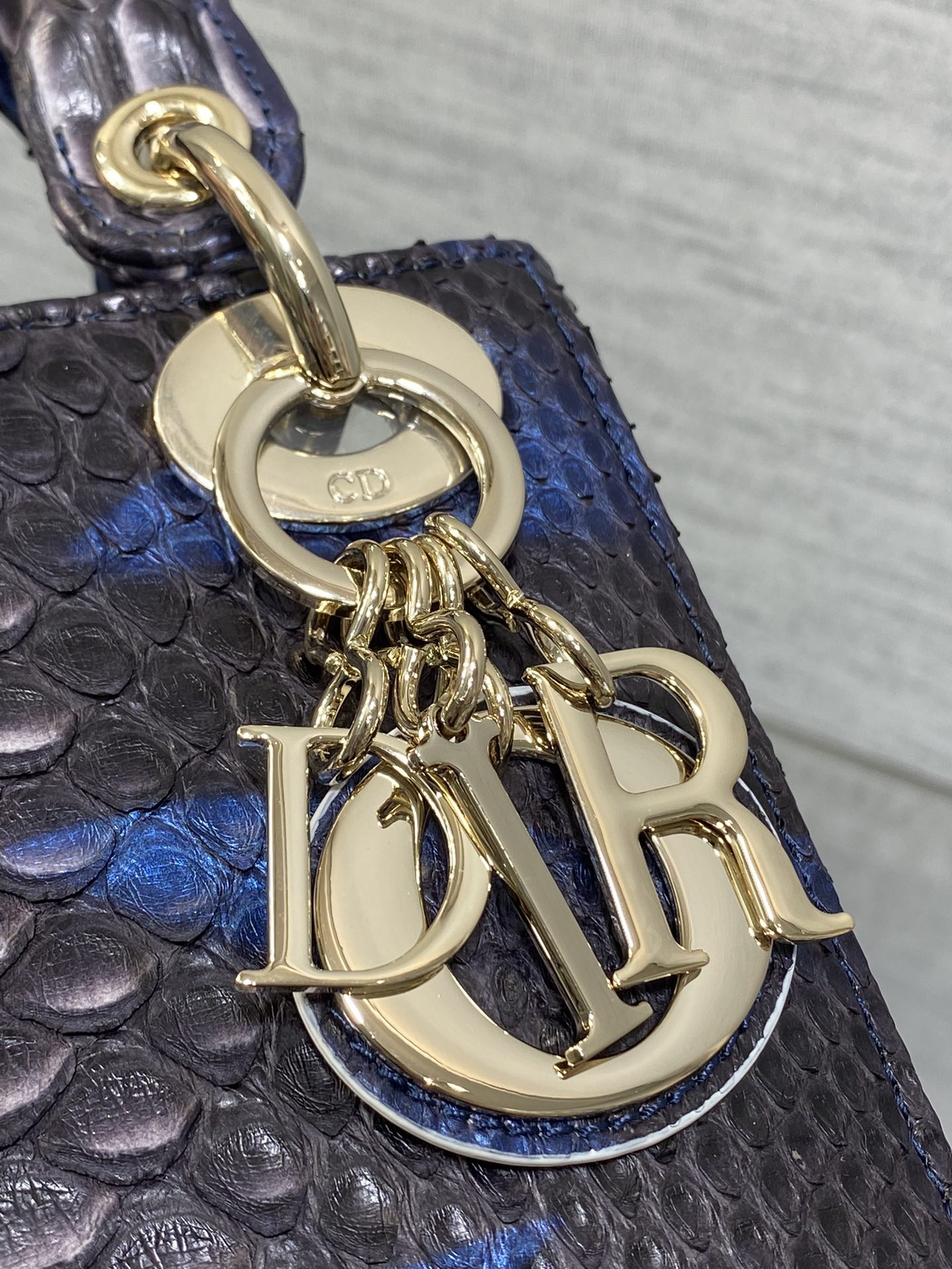 Dior Lady three-grid rare snakeskin Princess Diana bag