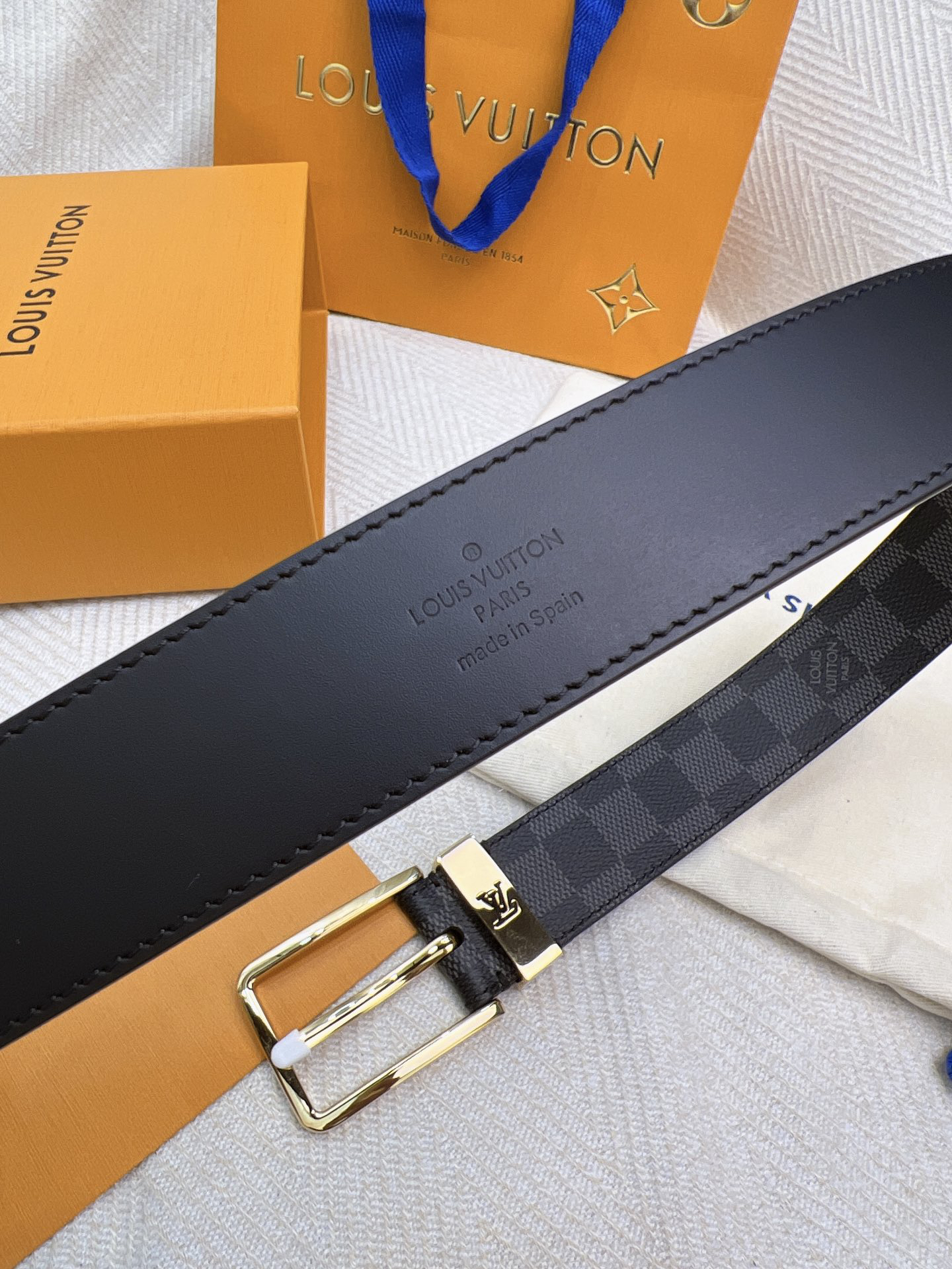 Louis Vuitton Plaid Monogram Double-Sided Men's Belt, 3.5cm Width