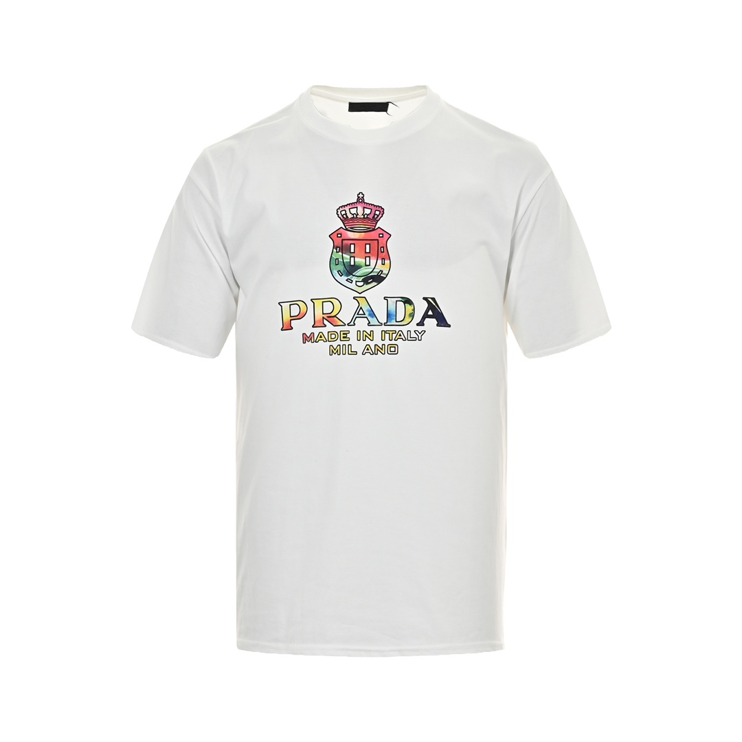 Prada 24ss gradient crown logo print short sleeves