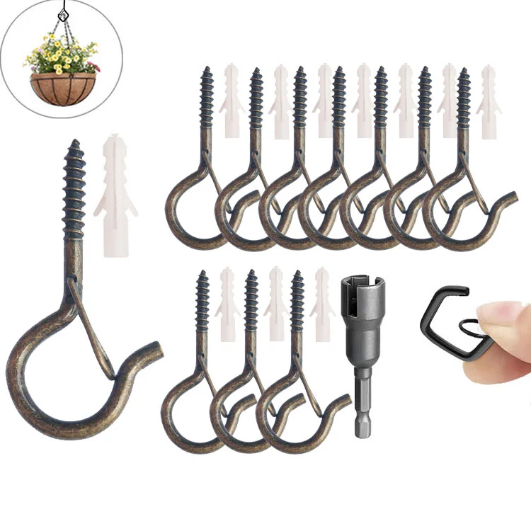 🎄🎅 Early Christmas Sale 50% OFF-10pcs Square Snap Hanging Hooks - Anti-Drop Bonsai Hooks with Safety Buckles for Christmas Rope String Lights