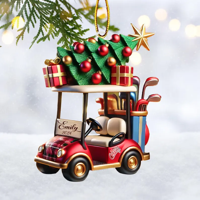 Personalized Golf Cart 2D Christmas Ornament