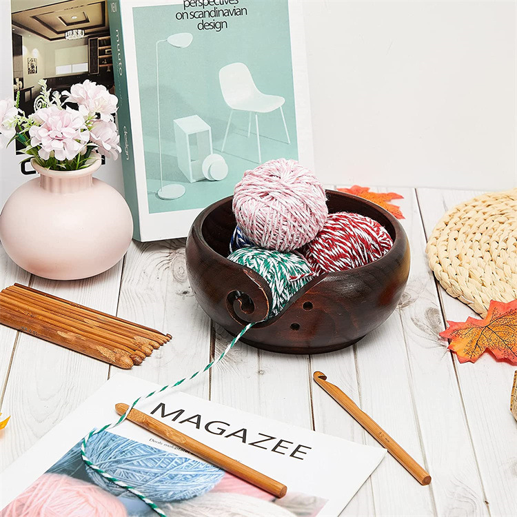 🔥Mother's Day Sale-[SAVE 50% OFF]-- Handmade Wooden Yarn Bowl Crocheting Bowl