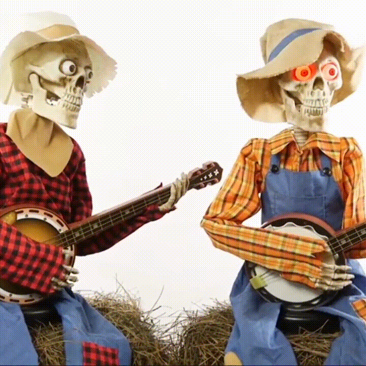 Ecowonde™ Halloween Animated Banjo Skeletons With Lights And Sound Motion Activated