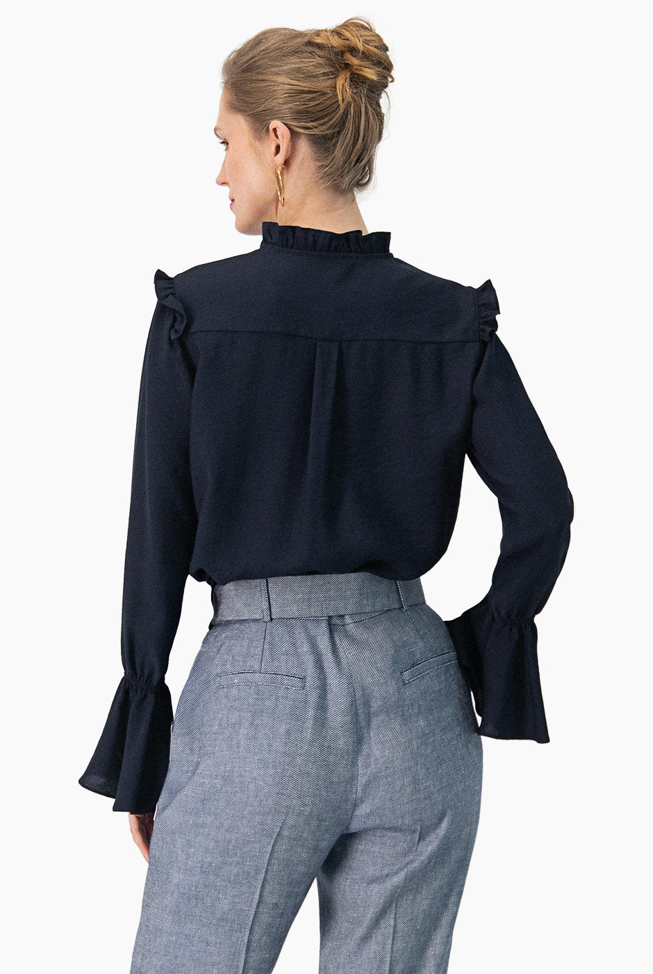 Blusa recta lisa y manga larga