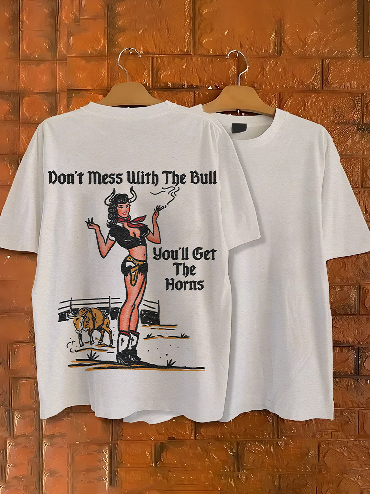Men's Casual Western Cowgirl Print Short Sleeve